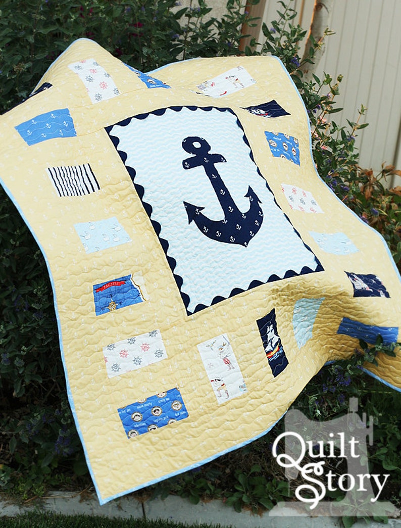 PDF Quilt Pattern anchors Away Simple Modern Baby Quilt Pattern Etsy
