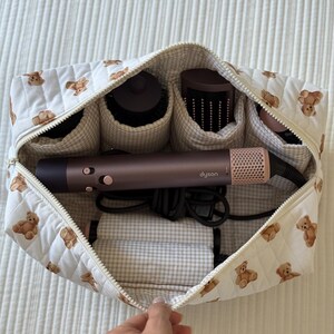 Handmade Hair Tool Organizer Bag – Compatible with Dyson Airwrap – Floral Cotton Travel Case