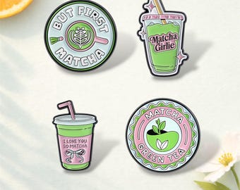 Matcha Girlie Enamel Pin – “I Love You So Matcha” Brooch – Cute Tea Lover Badge
