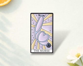 Nurse Stethoscope Tarot Card Enamel Pin , Tooth Shape Cute Medical Brooch Pin for Doctor Nurse Lapel Backpack Badge Pins Jewelry Gift