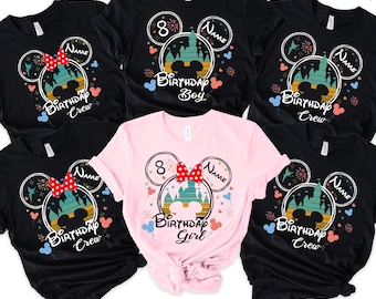 Disney verjaardag shirt met ronde hals gepersonaliseerde naam leeftijd familie-uitstapje Bijpassend T-shirt jongen en meisje