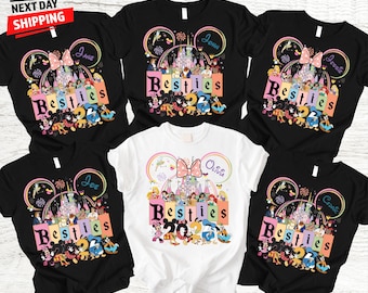 Koszulki z Disney Trip 2026 dla NAJLEPSZYCH PRZYJACIÓŁ, personalizowane koszulki z imionami dla najlepszych przyjaciół Disneya
