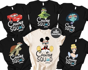 Camiseta Disney Cruise Squad, Camiseta personalizada com personagens para viagem em família, Camisetas combinando para férias em grupo