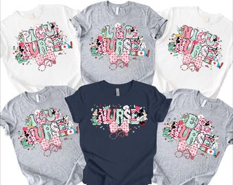 Disney ICU Nurse Shirt with Minnie and Mickey, Cute Nurse Tee, Medical Disney Shirt for ICU Nurses