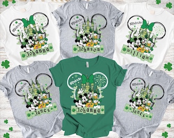 Aangepaste St. Patrick's Day Disney-familieshirts, bijpassende groene Mickey Shamrock-T-shirts