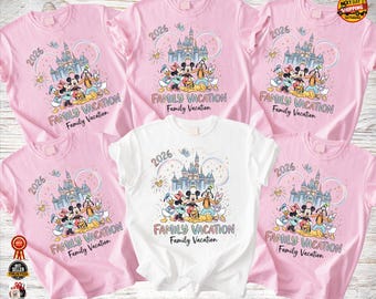 Koszulki Disney Family Vacation 2026, spersonalizowana pasująca koszulka z motywem rodzinnej wycieczki