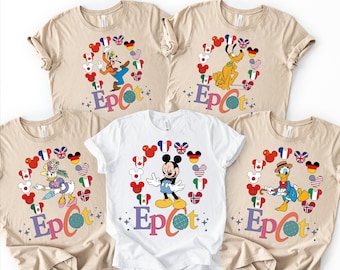 Personalized EPCOT Family Shirt with Names, Disney Characters Group Tee, Matching Disney Vacation tees
