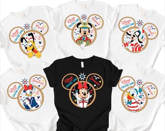 Camisetas familiares de Disney Cruise Line 2026, camiseta personalizada con nombre de personaje, camiseta a juego para viaje en crucero