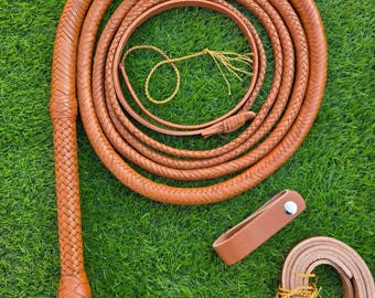 Handgefertigte Bullwhip aus Rindleder, Indiana Jones Style