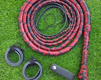 Handgefertigte Bullwhip aus Rindleder, Indiana Jones Style, Größe 1,5m