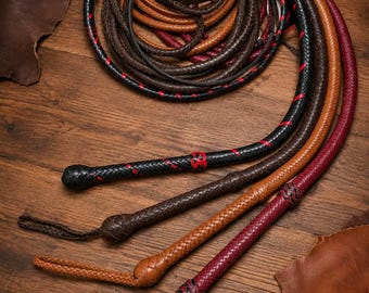 16 plaits Handmade Cowhide Leather Bullwhip Indiana Jones Style Zorro Cosplay