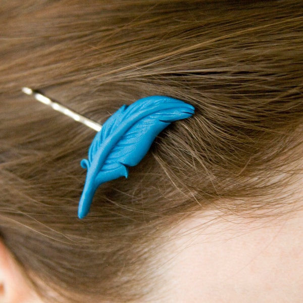 Blue Feather Hair pin. (something blue) Nintendo 64 Harvest Moon