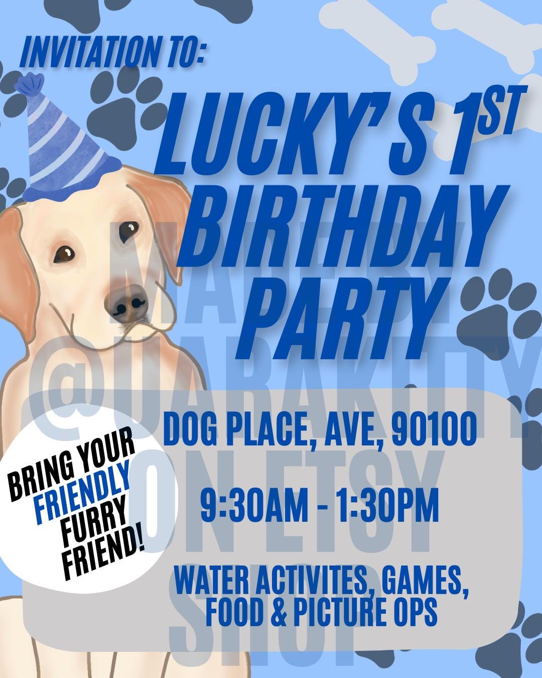 Boy Dog Birthday Party Invite Invitation Template Editable No AI - Etsy