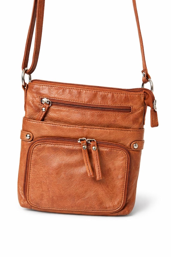 Dolce Vita Brown Genuine Leather Multi-pocket Crossbody Travel 