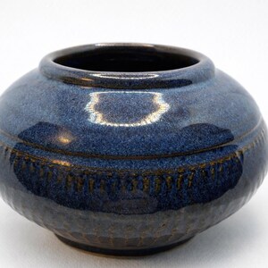 Handmade Signed Studio Pottery Vase | Blue Stoneware Vessel | Artist Marked “MAST” | 5.5”