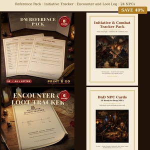 DnD DM Toolkit Bundle 5e Printable Pdf | Reference Pack Initiative Tracker Encounter Loot Log Npc Cards | New Dungeon Master Gift