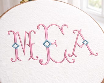 Diamond Monogram Embroidery Monogram Designs In 6 Sizes, Fancy Font Embroidery, Instant Download BX Font | PES + 11 other