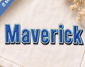 Fuente de bordado Maverick Sports BX, alfabeto de bordado a máquina Varsity Block, letras para camisetas de equipo, 7 tamaños, 11 formatos + archivo BX