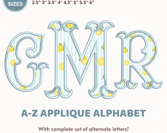 Applique Embroidery Font, Monogram Font Embroidery Design,  A-Z Lace BX Font, 5 Sizes, BX Font Included
