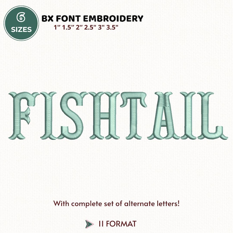 Fishtail Machine Embroidery Font, Fishtail Monogram Embroidery Font ...
