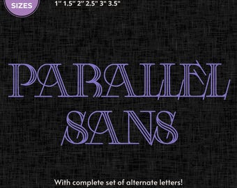Parallel Sans Cursive Machine Embroidery Font, Monogram Script Alphabet, Satin Stitch, PES DST, Signature Font, 6 Sizes, Instant Download