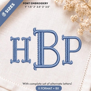Elegant monogram borduurlettertype, klassiek monogram borduurontwerp, BX-lettertype (digitale download), 5 maten, 11 formaten