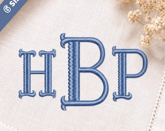 Elegant Monogram Embroidery Font, Classic Monogram Embroidery Design, BX Font (Digital Download), 5 sizes, 11 formats
