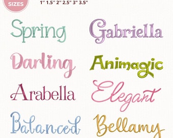 8 Embroidery Font Digital Machine Bundle: Handwritten Fonts Machine Embroidery, Native BX + Satin Stitch font, (BX Included)