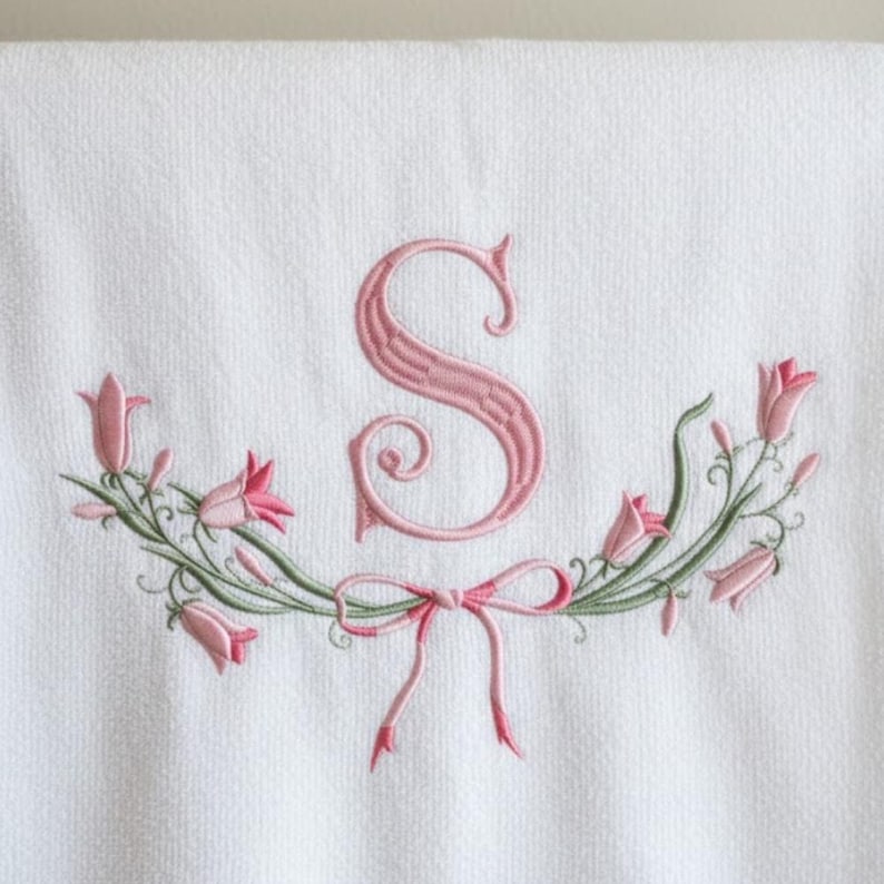 Fishtail Monogram Examples Fishtail Monogram With Floral Frame Embroidery Design, BX Font (digital ...