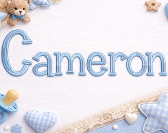 Cameron Embroidery Font Embroidery: Baby embroidery font, Native BX + Satin Stitch font, (BX Included, Instant Download)