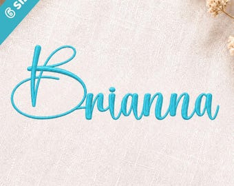 Fuente de bordado Brianna, alfabeto cursivo para bordado a máquina, letras caligráficas, elegante, decorativa, 6 tamaños, BX, PES + 10 formatos