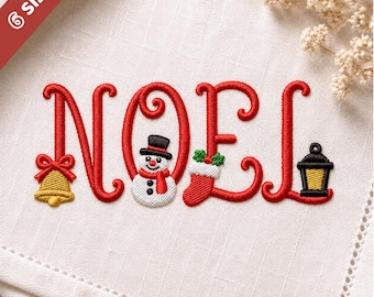 Noel Christmas Embroidery Design, Snowman Bell Stocking Lantern Machine Embroidery, Holiday Sweatshirt, Instant Download