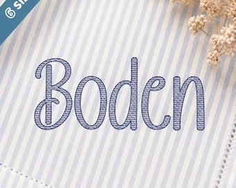 Fuente de bordado Borden Sketch Stitch, Fuente de bordado Sketch Stitch, Fuente, Descarga digital 6 tamaños - BX, PES + 10 formatos