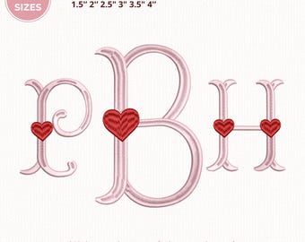 Heart Fishtail Monogram Fishtail Embroidery EmbroideryFont, Instant Download BX Font | PES + 11 other formats for Embroidery Machines