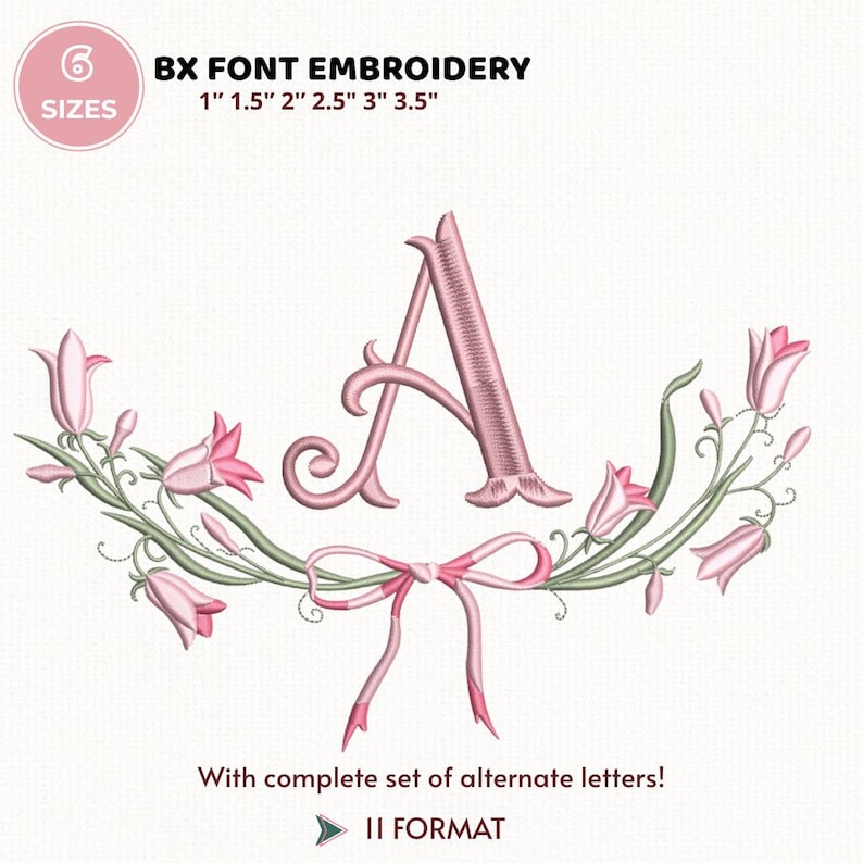 Fishtail Monogram Examples Fishtail Monogram With Floral Frame Embroidery Design, BX Font (digital ...