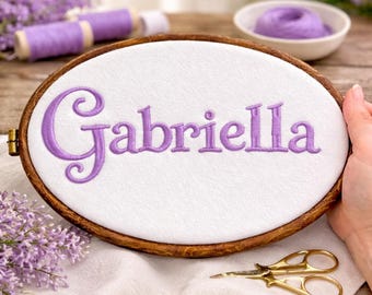 Gaberiella Machine Embroidery Font: Native BX, Satin Stitch Font (BX Included, Instant Download)