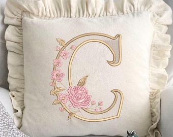 Floral  Satin Embroidery Font, Thin Script (BX Included, Instant Download)
