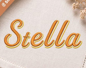 Shadow Embroidery Font BX, Two Color Script Embroidery Font, 3D Monogram Machine Embroidery Letters Numbers