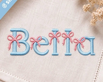 Bella Coquette Bow Embroidery Font , Pink Bow Alphabet Machine Embroidery Letters, Girly Monogram Initial Font