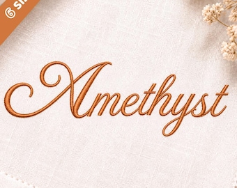 Amethyst Embroidery Font, Cursive Machine Embroidery Alphabet,  Calligraphy Letters, Elegant, Decorative, 6 Sizes, BX, PES + 10 formats