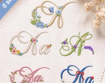 Floral Alphabet Embroidery Design: A-Z Font Bundle, Monogram Embroidery Font,  Embroidery Font, Machine Embroidery | PES + 10 other formats