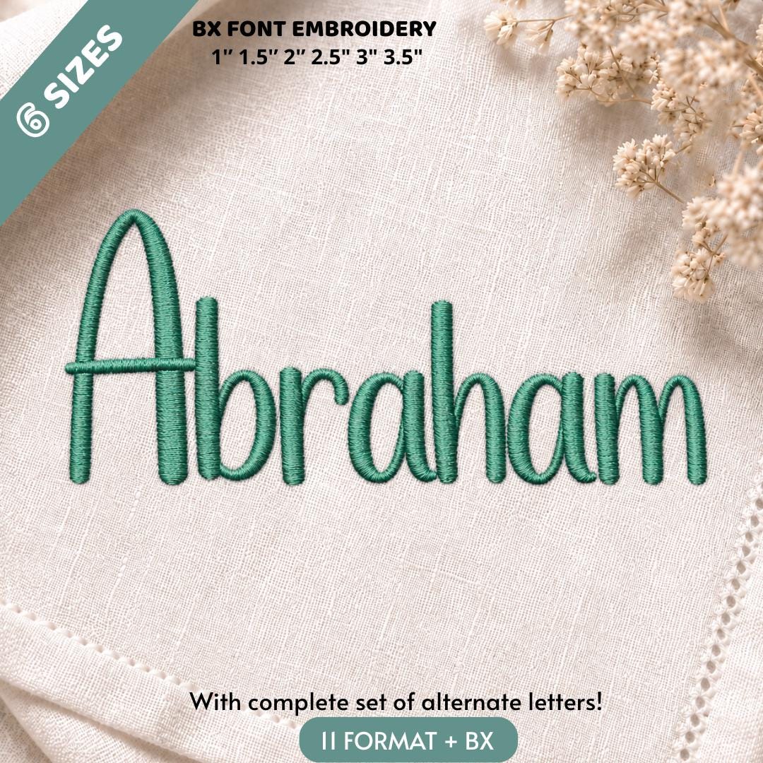 Abraham In Cursive Abraham Cursive Script Embroidery Font, Handwritten, 6 Sizes, Instant ...