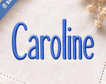 Modern Thin Embroidery Font, Tall Narrow Alphabet Satin Stitch 6 Sizes 11 Formats + BX Files