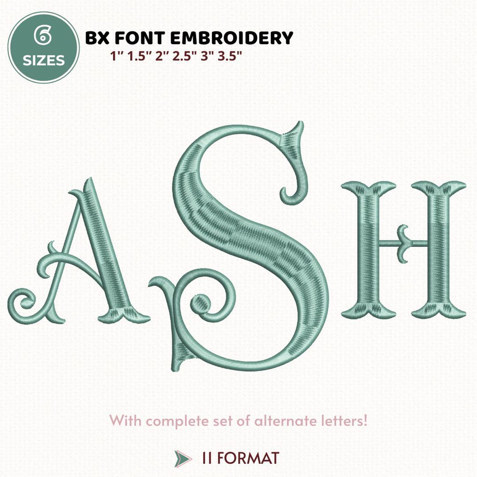 Fishtail Monogram Embroidery Design, BX Font (digital Download), 5 ...