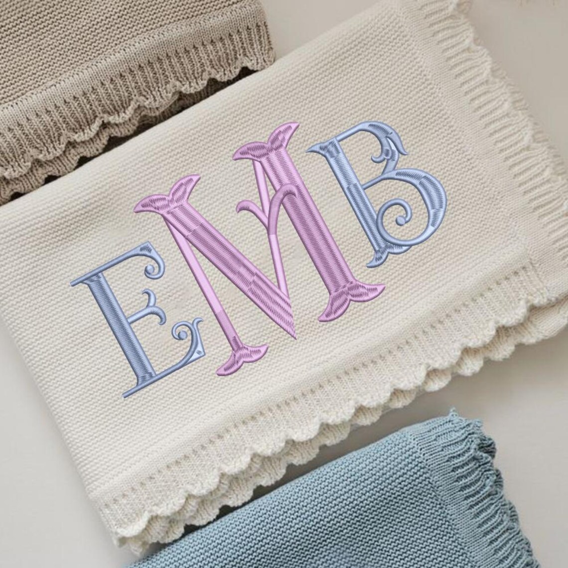 Fishtail Monogram Embroidery Design, BX Font (digital Download), 5 ...