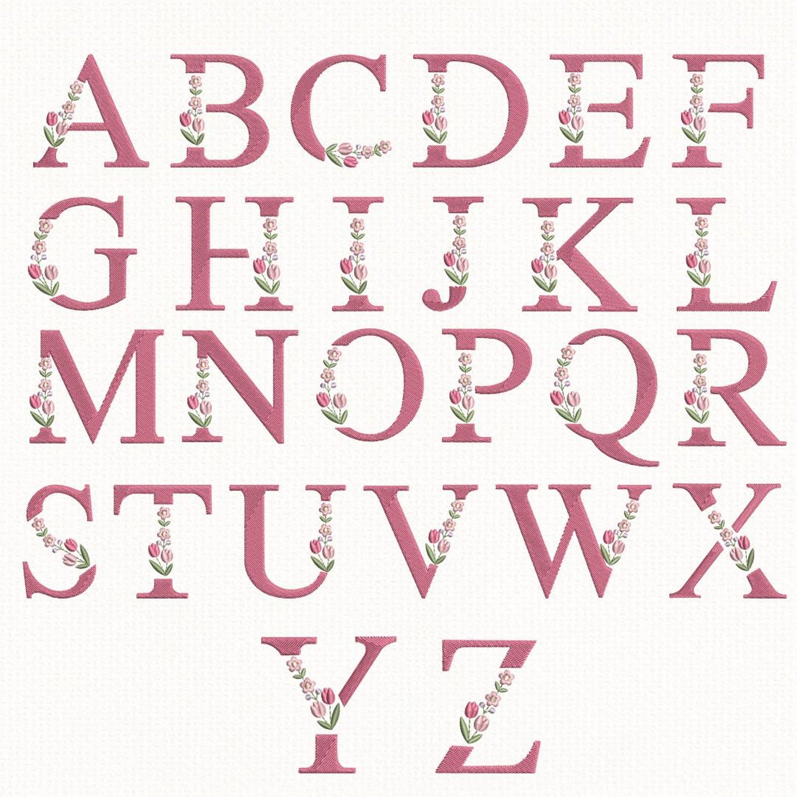 Floral Embroidery Font, Butterfly Alphabet A-Z, Elegant Flower Letters ...