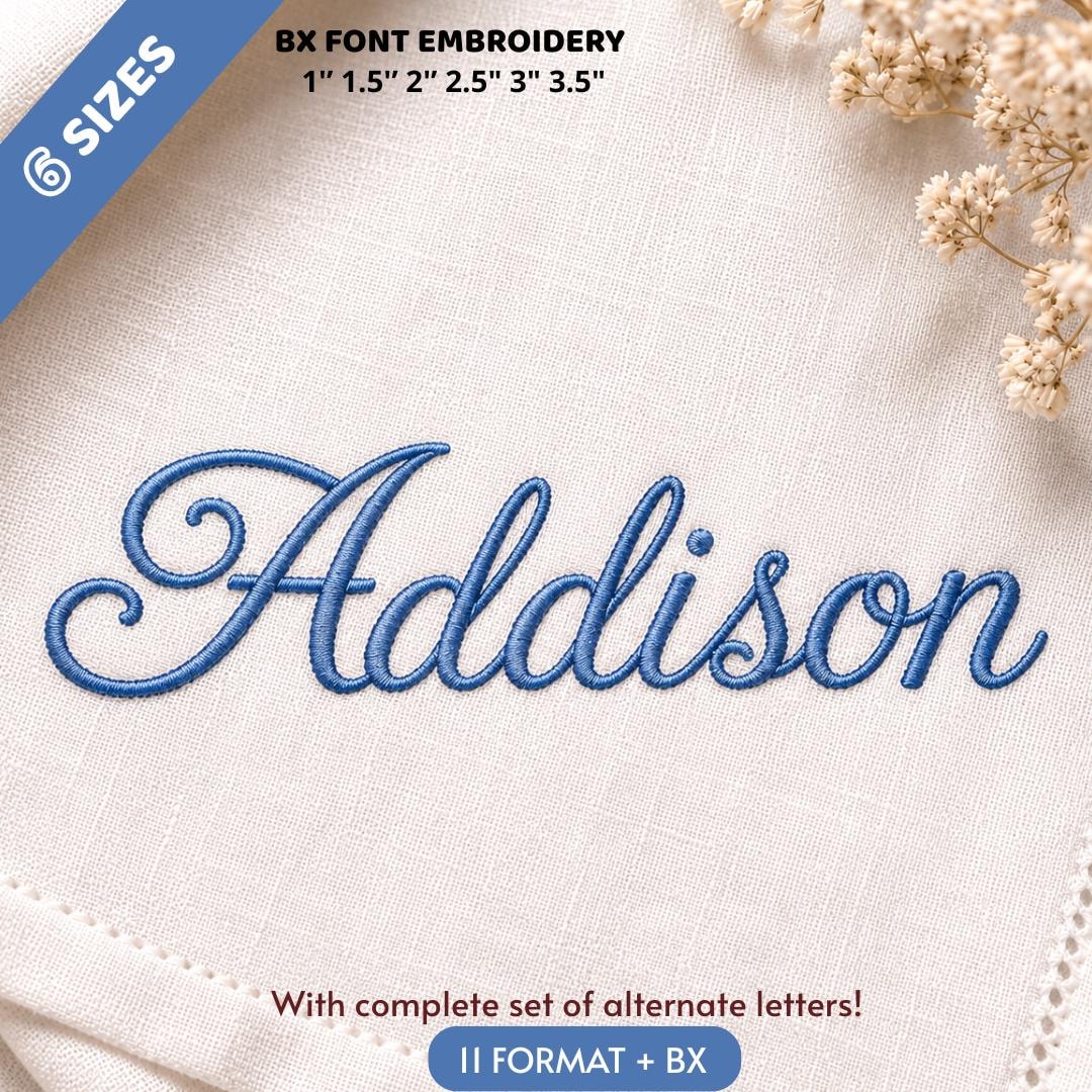 Addyson Cursive Addison Embroidery Font, Elegant, Decorative, Cursive Machine ...
