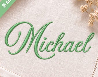 Elegant Cursive Embroidery Font with Alternate Letters, Calligraphy Script Machine Embroidery Alphabet, 6 Sizes, Instant Download