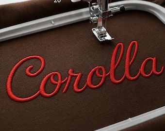 Script Satin Embroidery Font, Cursive Machine Embroidery Font, BX Included, 6 Sizes, PES + 10 other formats