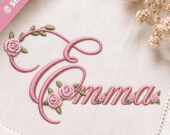 Floral Alphabet Embroidery Design, Rose Embroidery Font BX, Wedding Font,  A-Z Font Bundle,  6 sizes| PES + 10 other formats